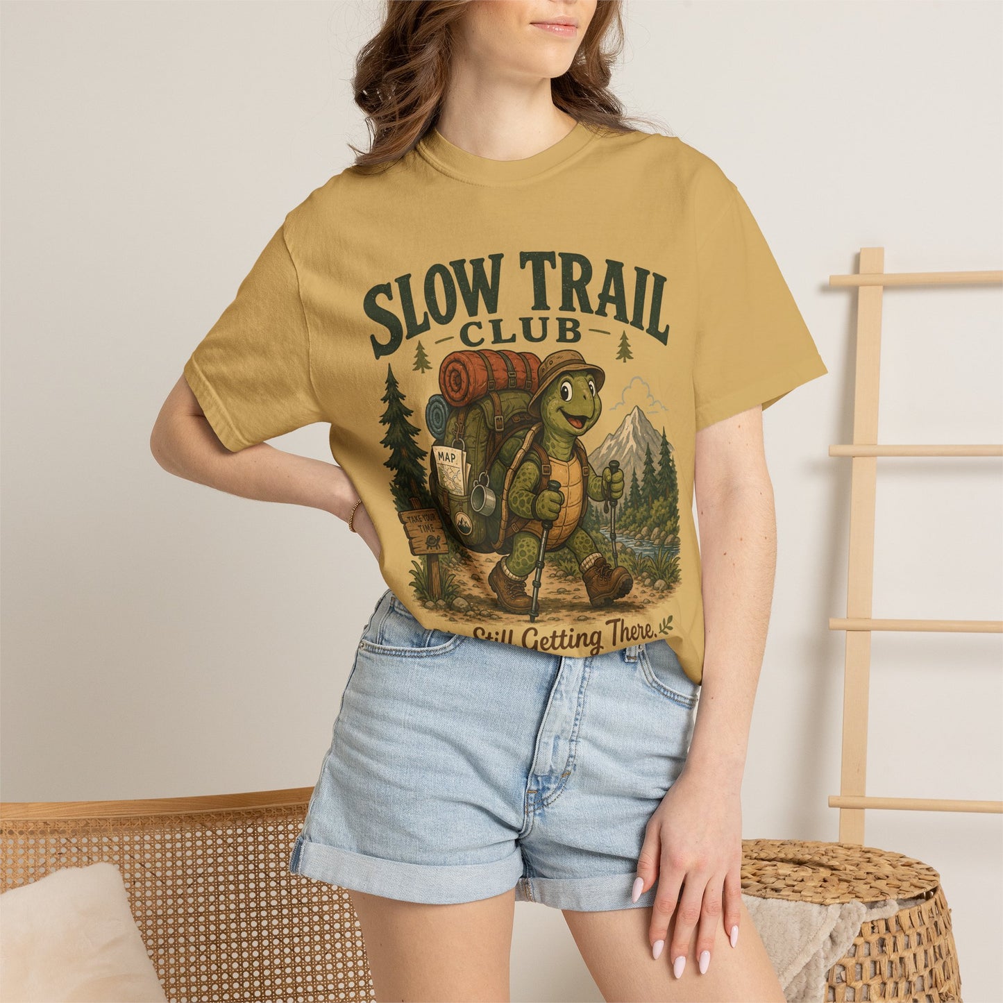 Slow Trail Club T-Shirt — “Still Getting There” Hiking Turtle Graphic Tee