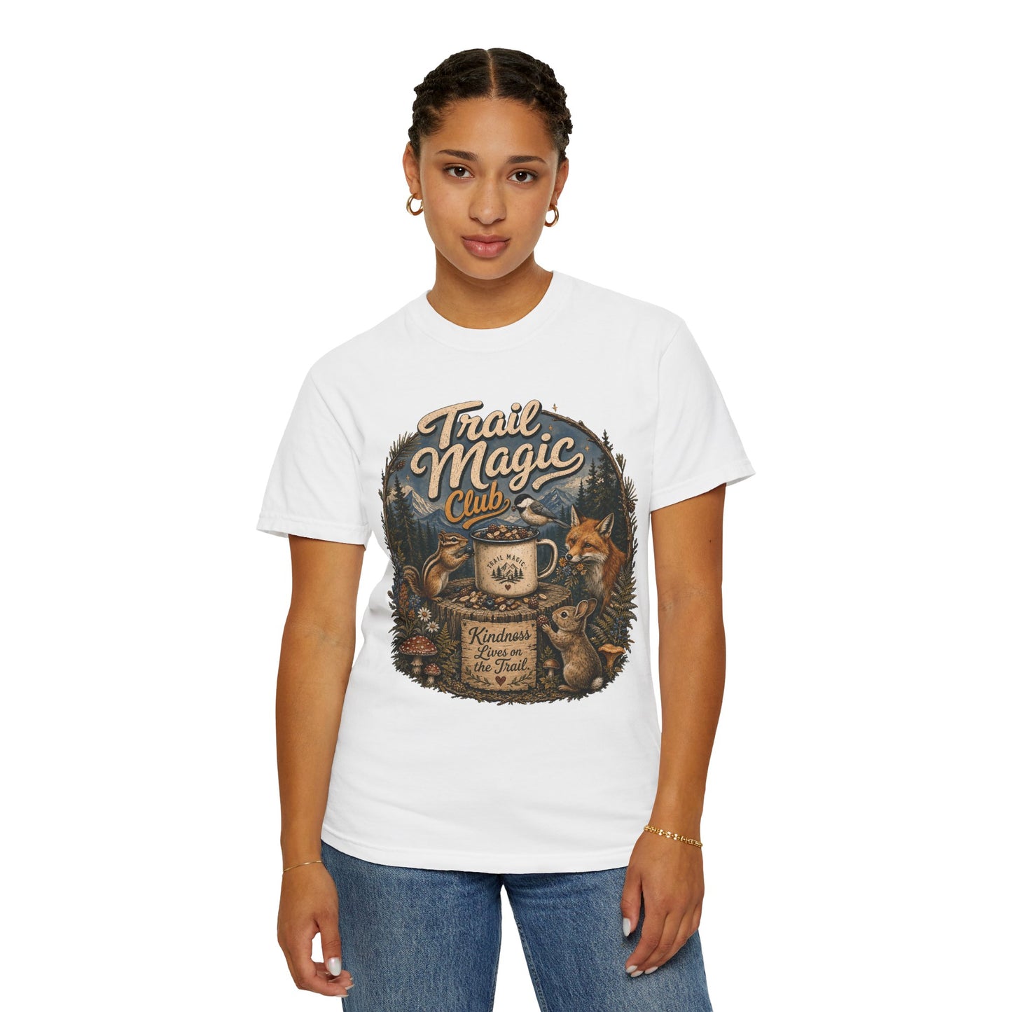 Trail Magic Club T-Shirt — Woodland Fox & Wildlife Coffee Camp Tee