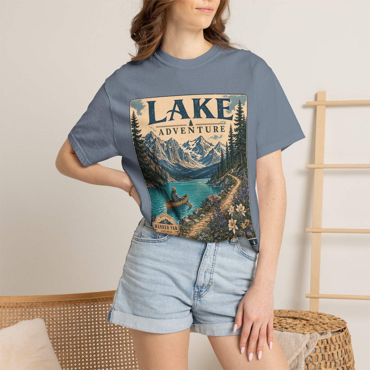 Lake Adventure T-Shirt — Retro Mountain Lake Graphic Tee