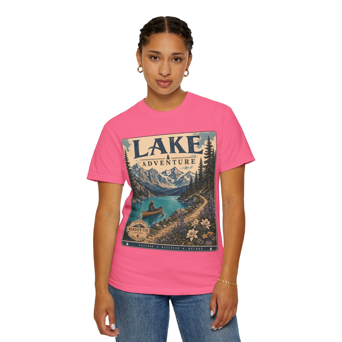 Lake Adventure T-Shirt — Vintage Mountain & Canoe Outdoor Tee